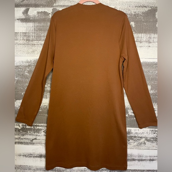 Tommy Hilfiger Long Sleeve Crewneck Dress in Caramel Brown - Picture 8 of 8